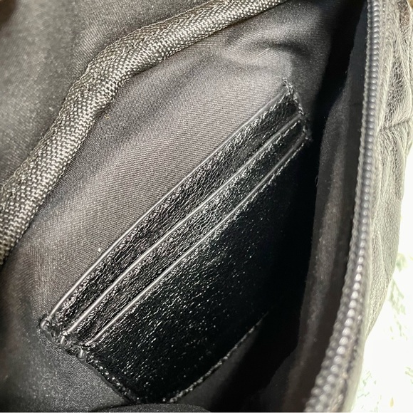 SOLD Quilted Vegan Faux Leather Belt Bag Adjustable Fanny Pack Metallic Black - Picture 9 of 10